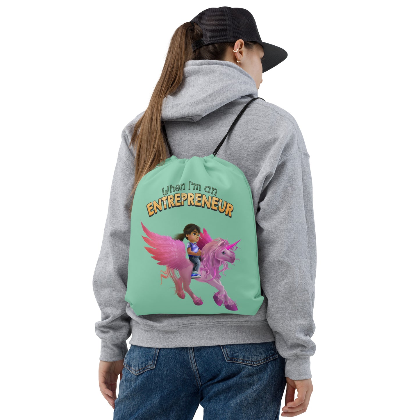 When im an entrepreneur CEO girl boss unicorn drawstring bag