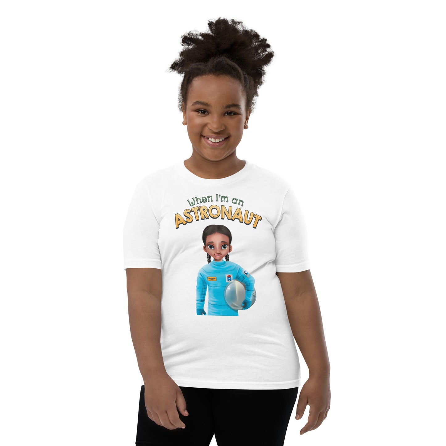 cute astronaut space STEM 100% cotton girls T-shirt