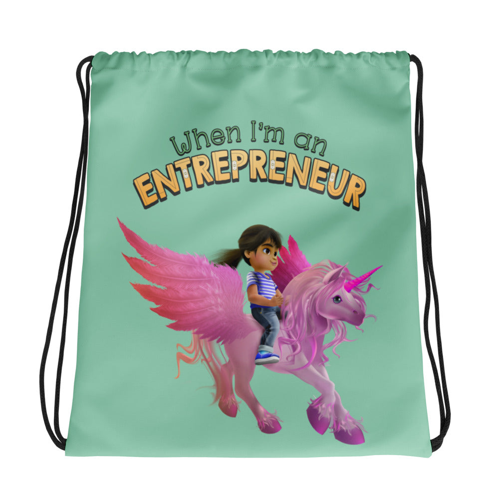 When im an entrepreneur CEO girl boss unicorn drawstring bag