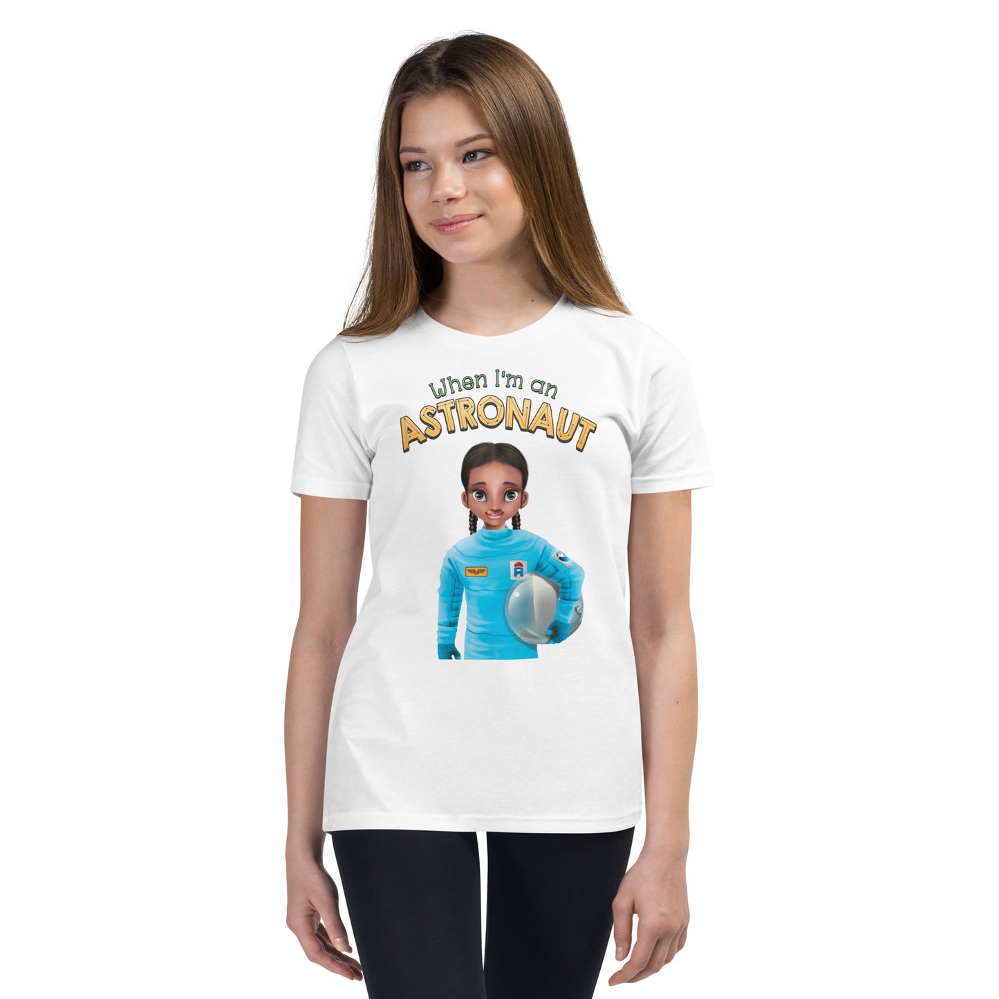 cute astronaut space STEM 100% cotton girls T-shirt